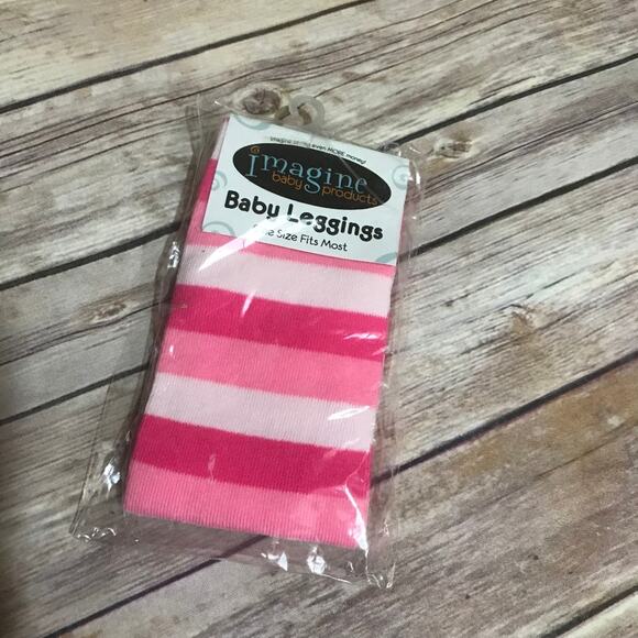 Imagine Baby Leggings Legs Legwarmers NEW Flutter Pink White Stripe - Picture 3 of 4